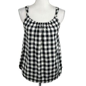 LOFT Black & White Gingham Checkered Summer Vacation Flowy Tank Top Size XS
